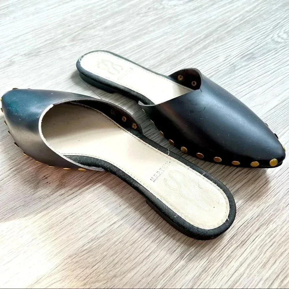 Black Mules with Gold Studs - Picture 2 of 9